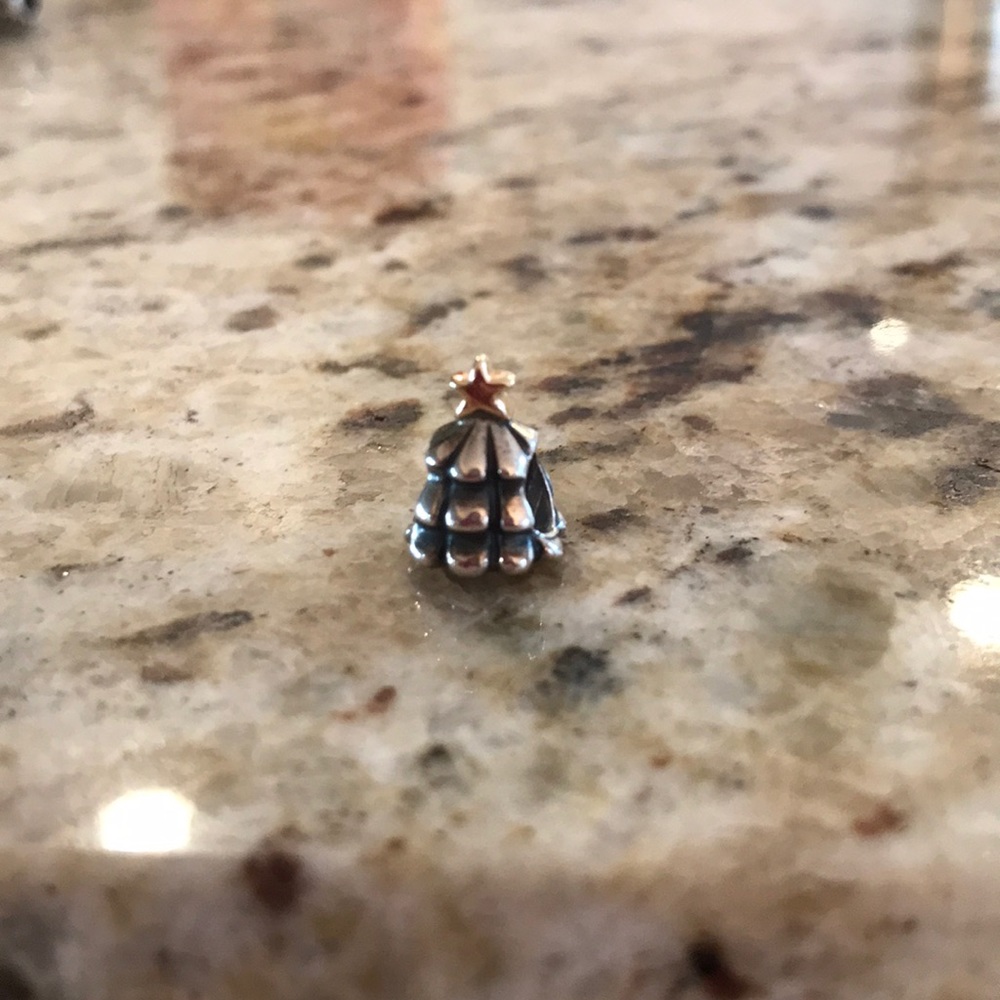 Pandora bracelet charm Christmas tree gold star